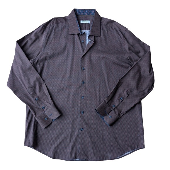 Marcello Other - MARCELLO‎ Tailored Italian Fabric Mens Geometric Pattern Dress Shirt XXL